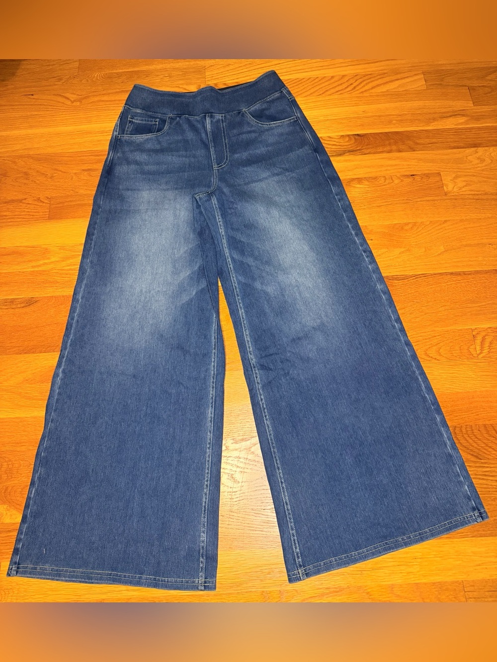 NWT Halara Flex Denim Wide Leg Pull On Jeans Petite Medium Stretch